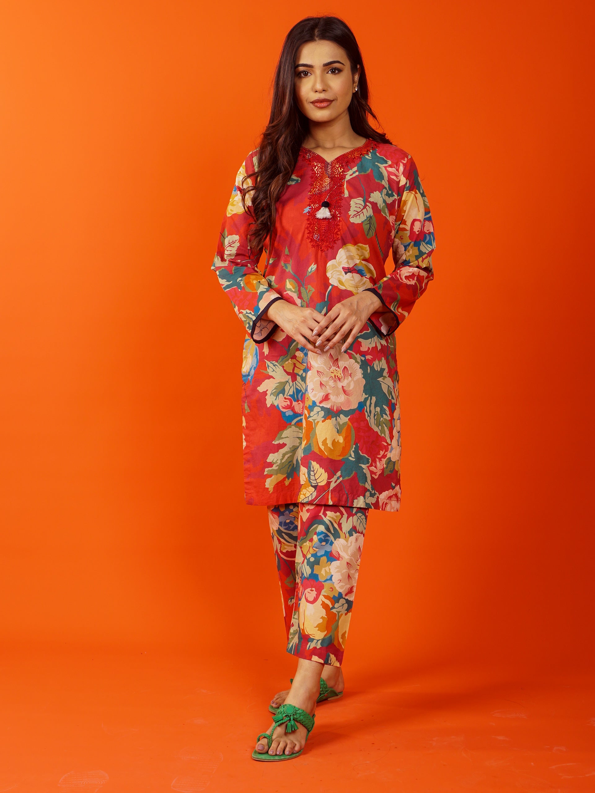 Red Embroidered 2 pc - 54780