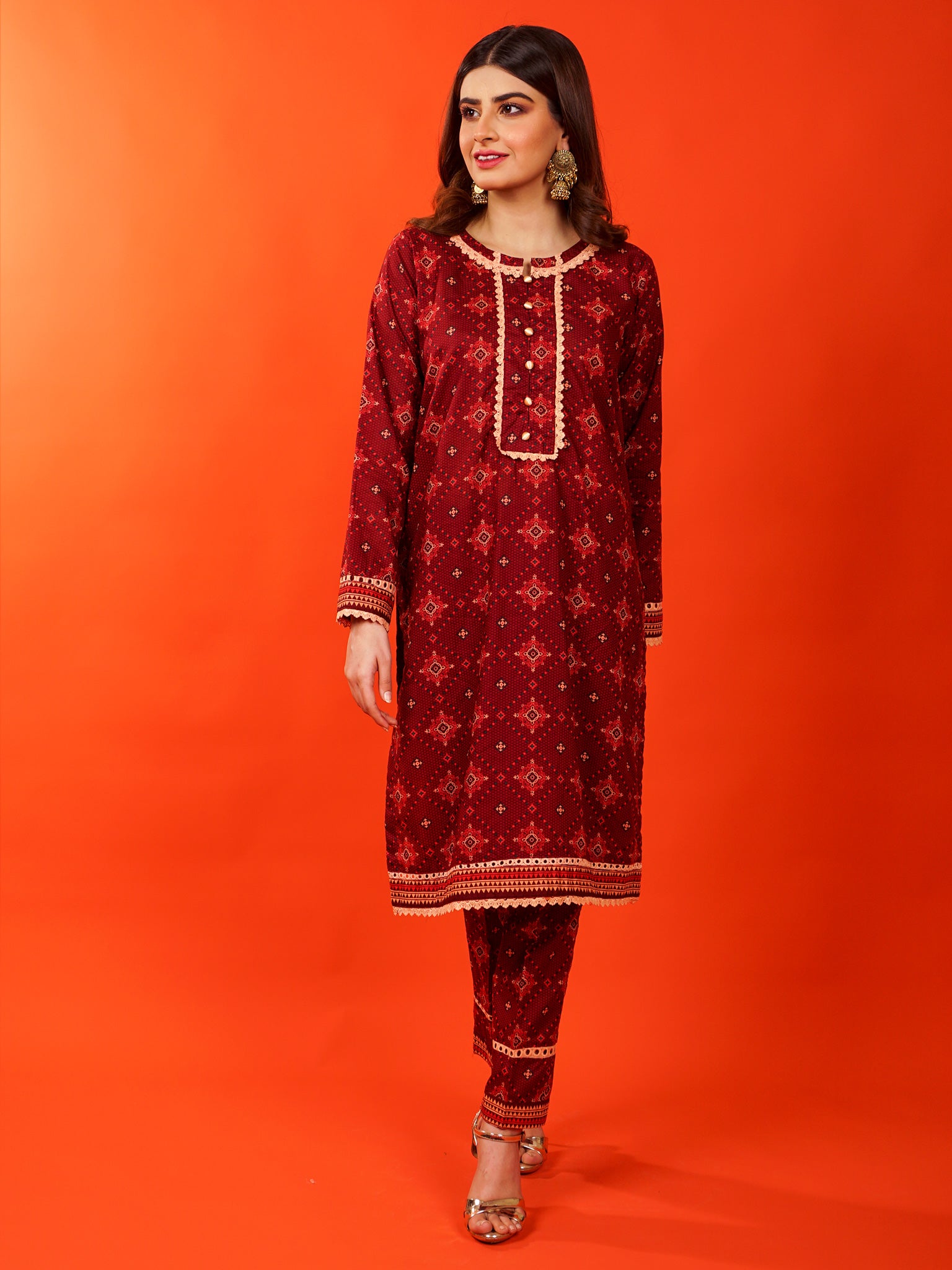 Maroon Lawn Printed 2 pc - 54915