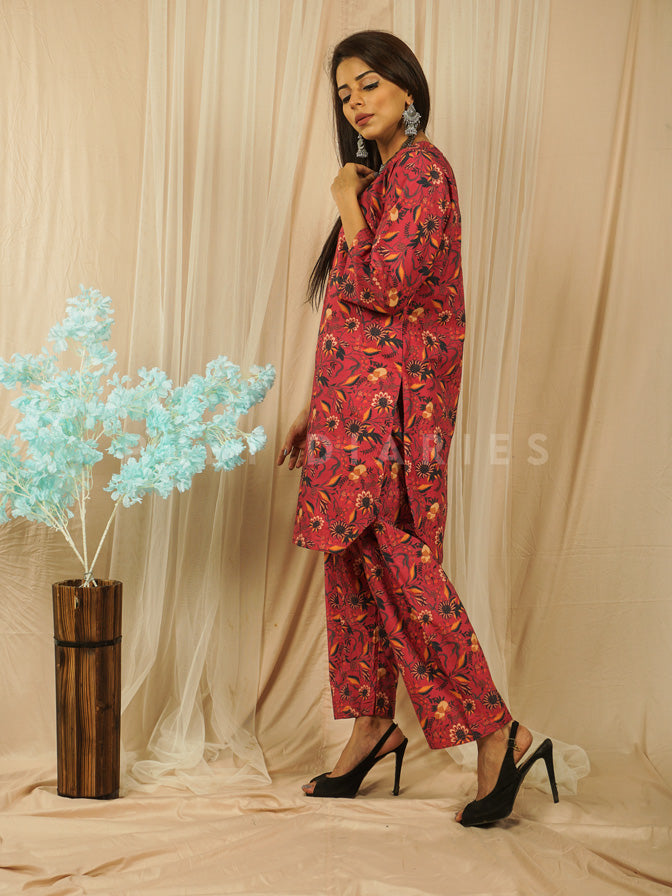Maroon Digital Printed Kurta and Shalwar- 54631