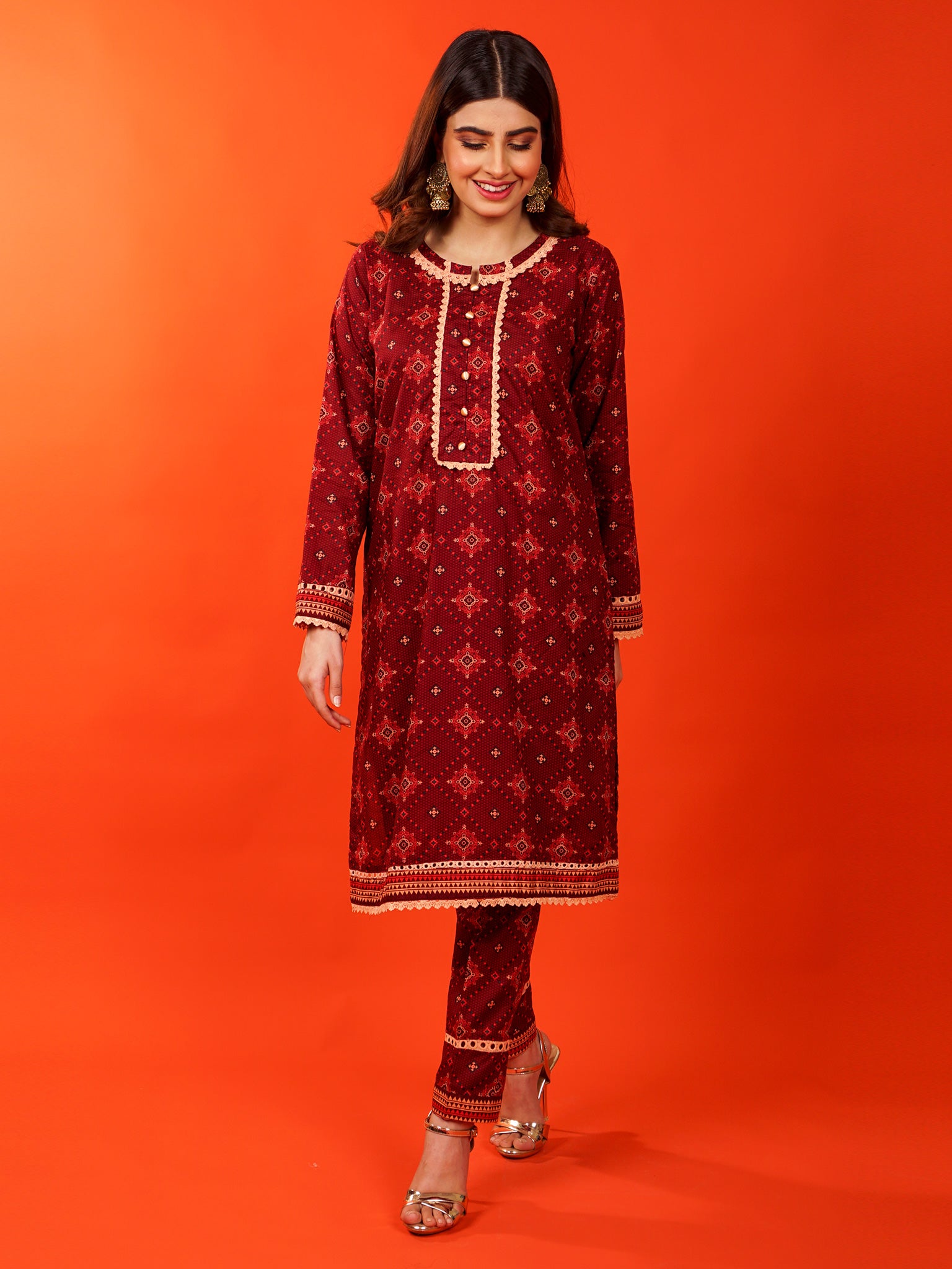 Maroon Lawn Printed 2 pc - 54915