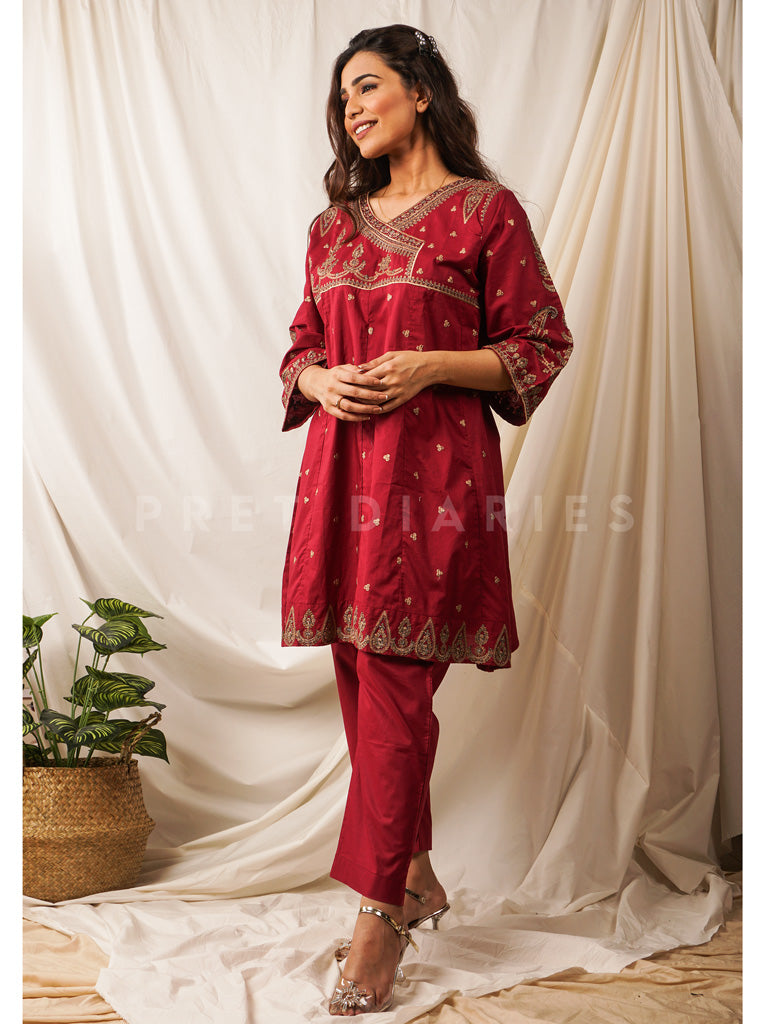 Maroon Embroidered 2 pc - 54523
