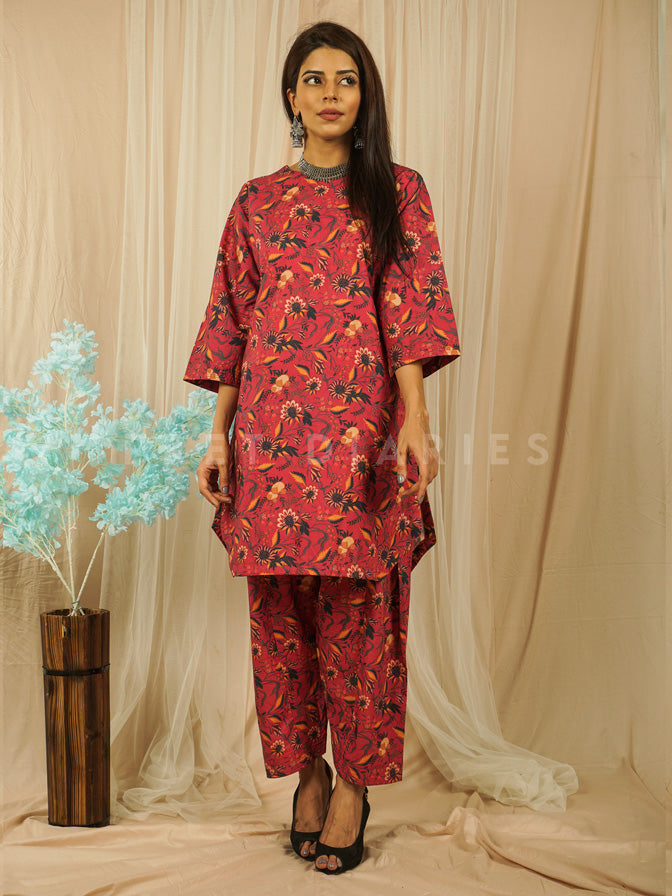 Maroon Digital Printed Kurta and Shalwar- 54631