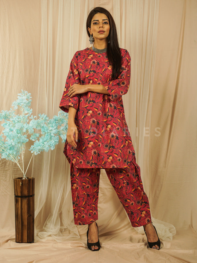 Maroon Digital Printed Kurta and Shalwar- 54631