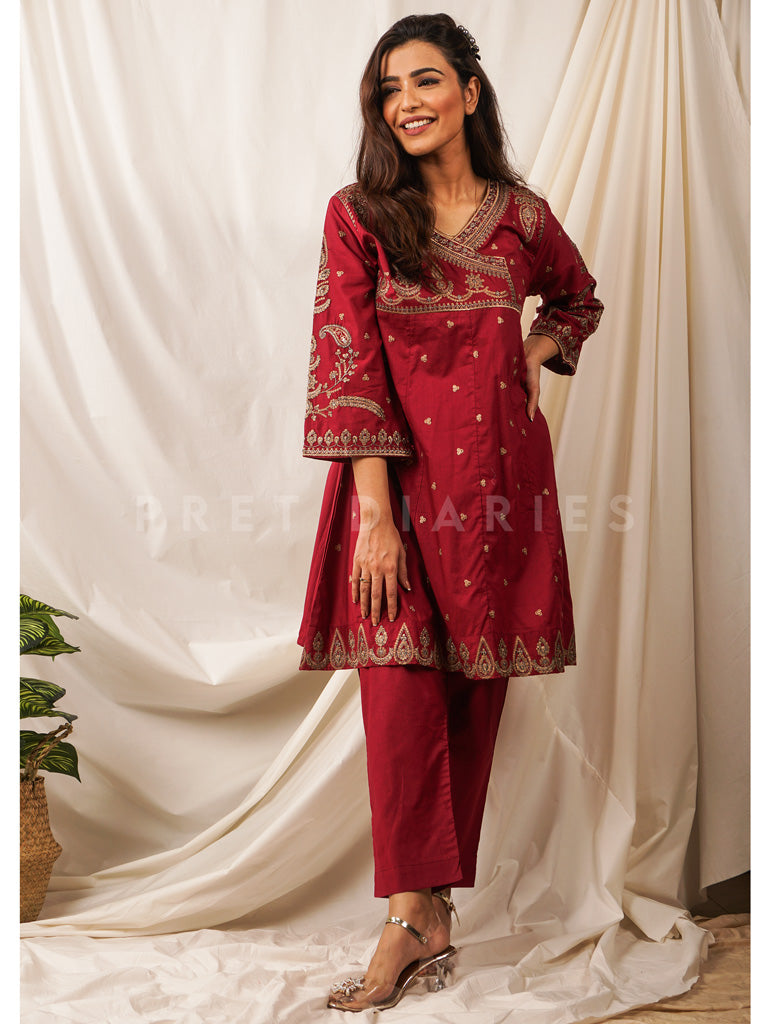 Maroon Embroidered 2 pc - 54523