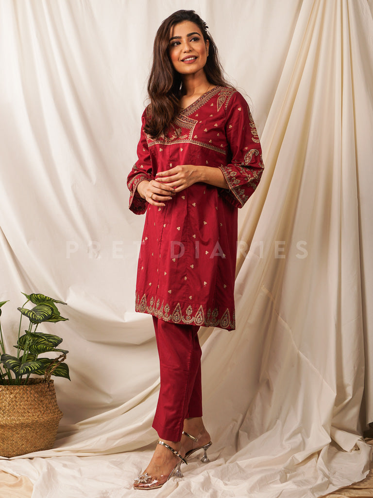 Maroon Embroidered 2 pc - 54523