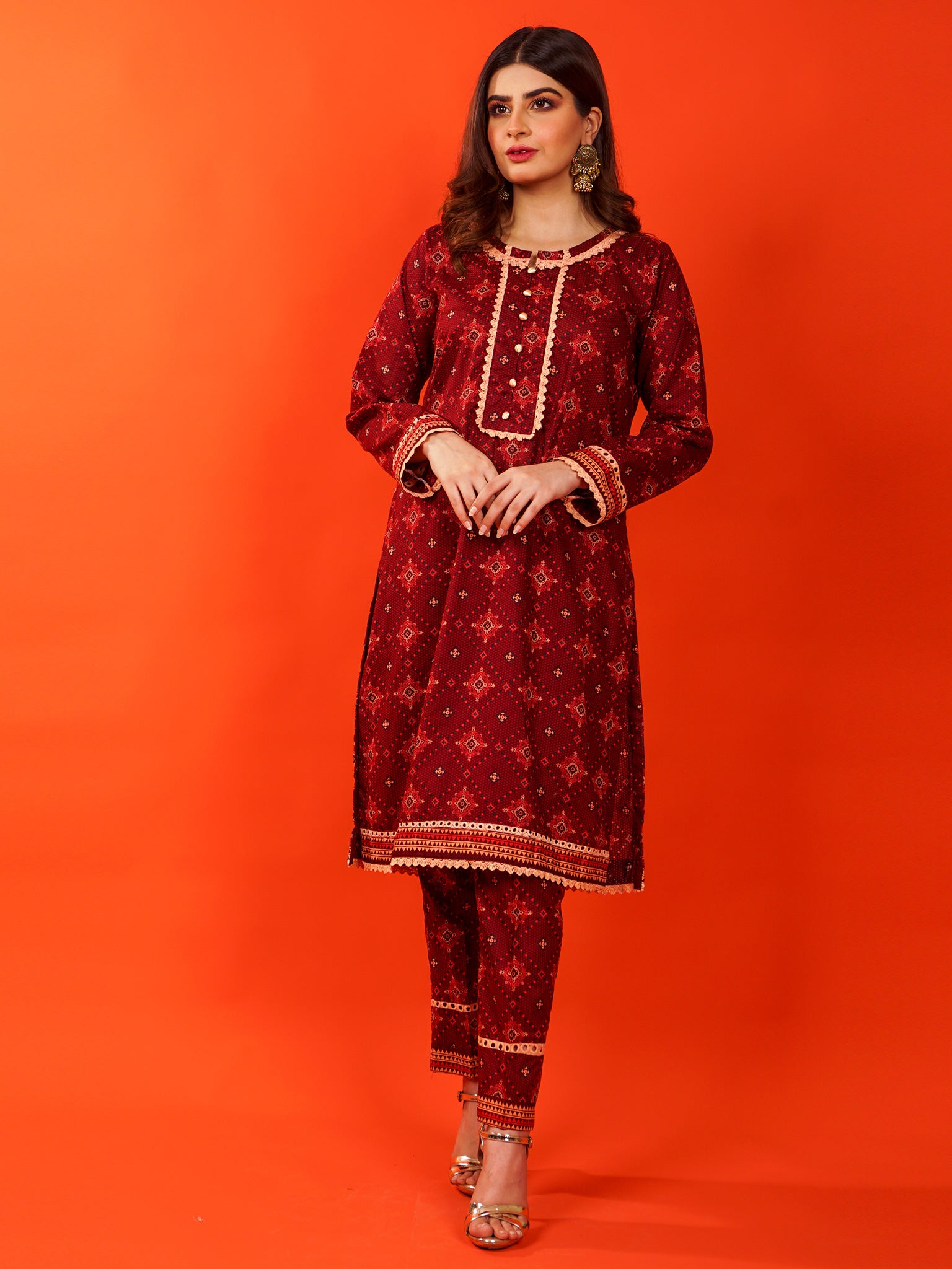 Maroon Lawn Printed 2 pc - 54915