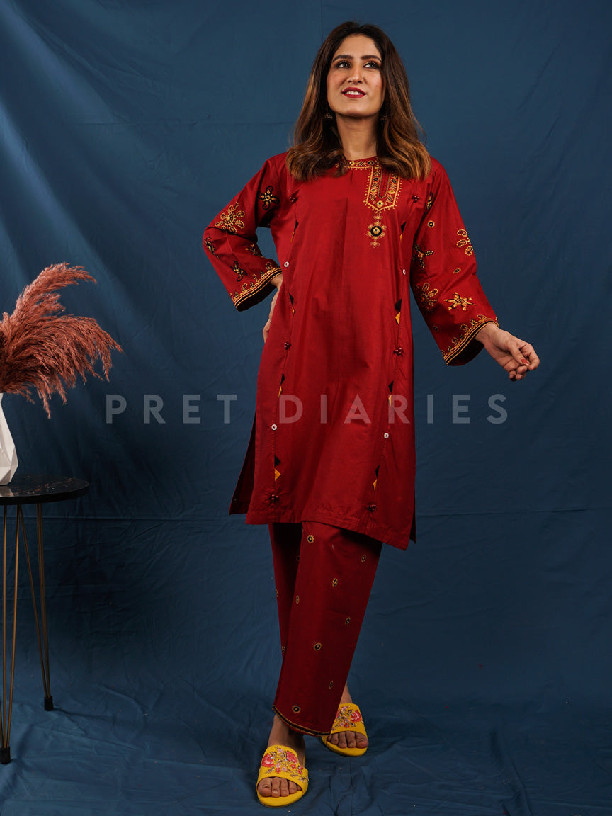 Maroon Embroidered 2 pc - 54013