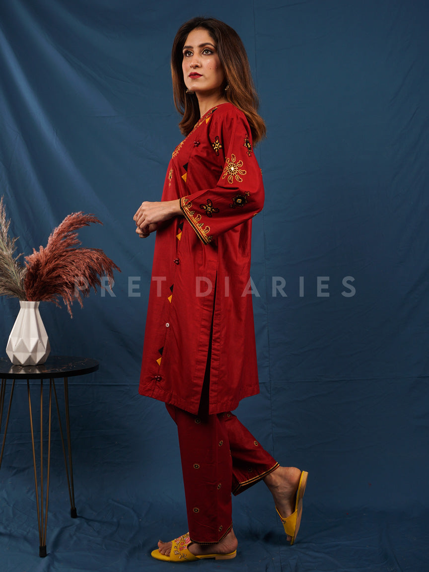 Maroon Embroidered 2 pc - 54013