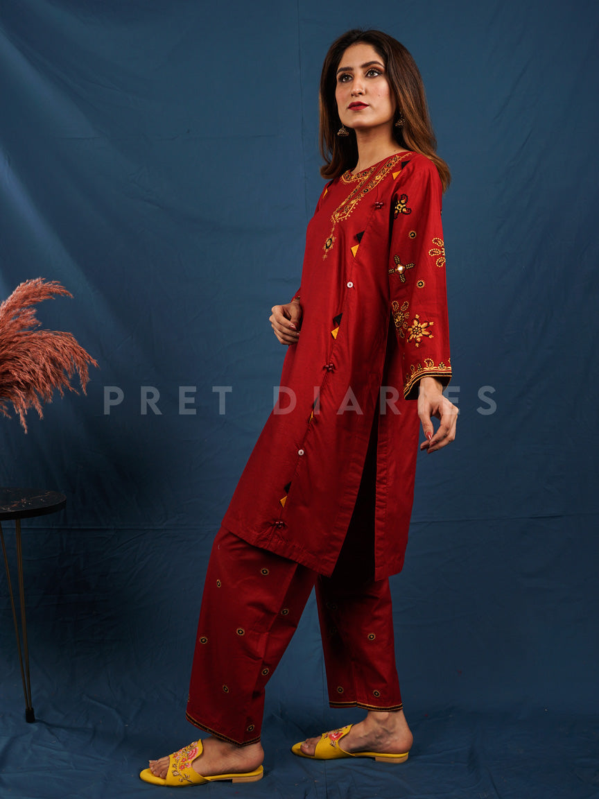 Maroon Embroidered 2 pc - 54013