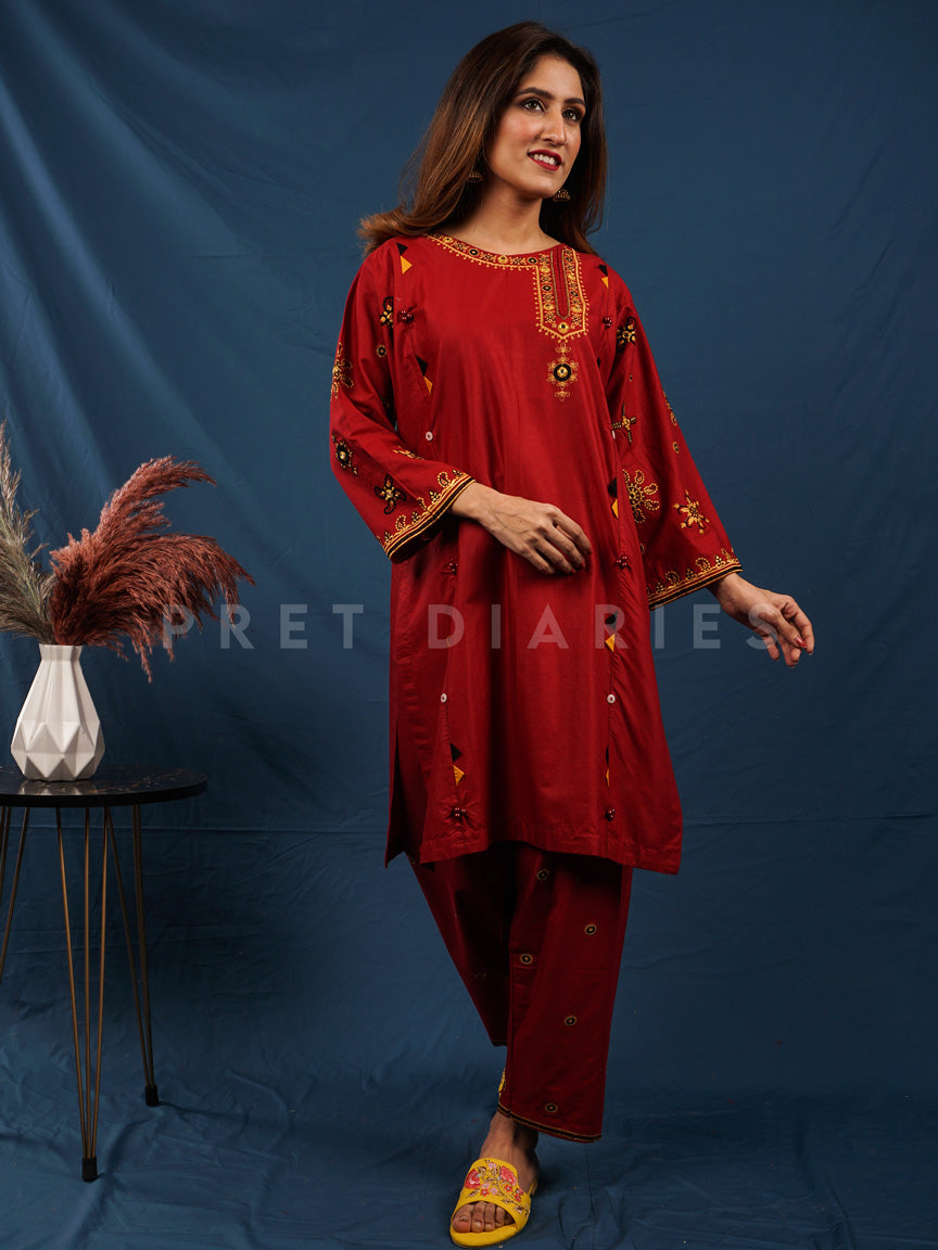 Maroon Embroidered 2 pc - 54013