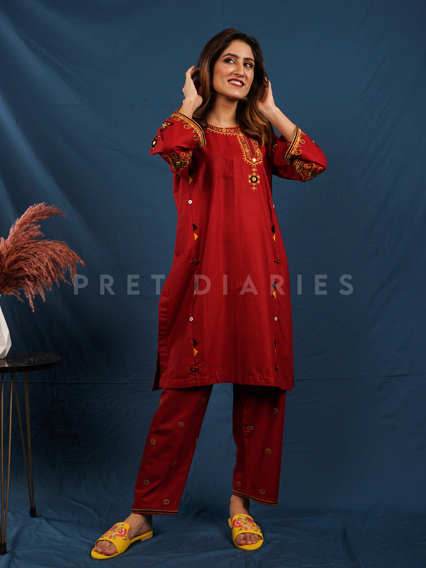 Maroon Embroidered 2 pc - 54013