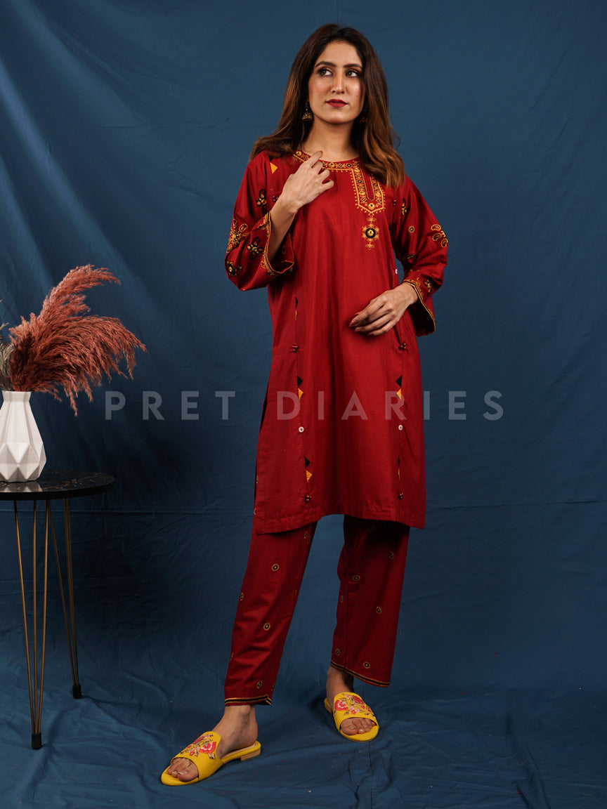 Maroon Embroidered 2 pc - 54013