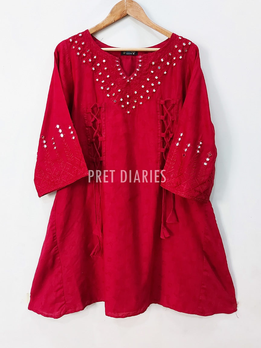 Maroon Shesha Work Kurta - 52352