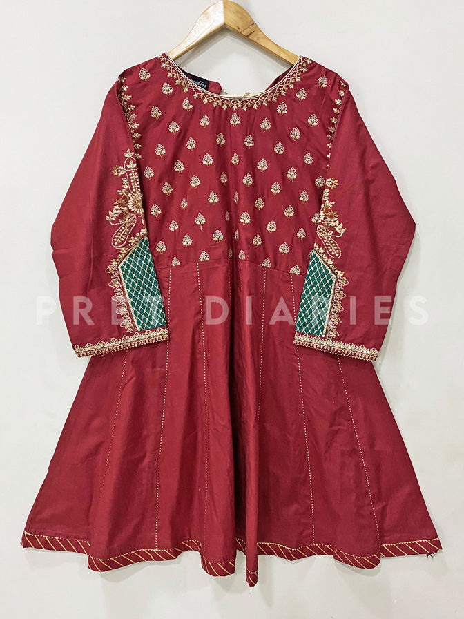 Maroon Embroidered Frock - 52949