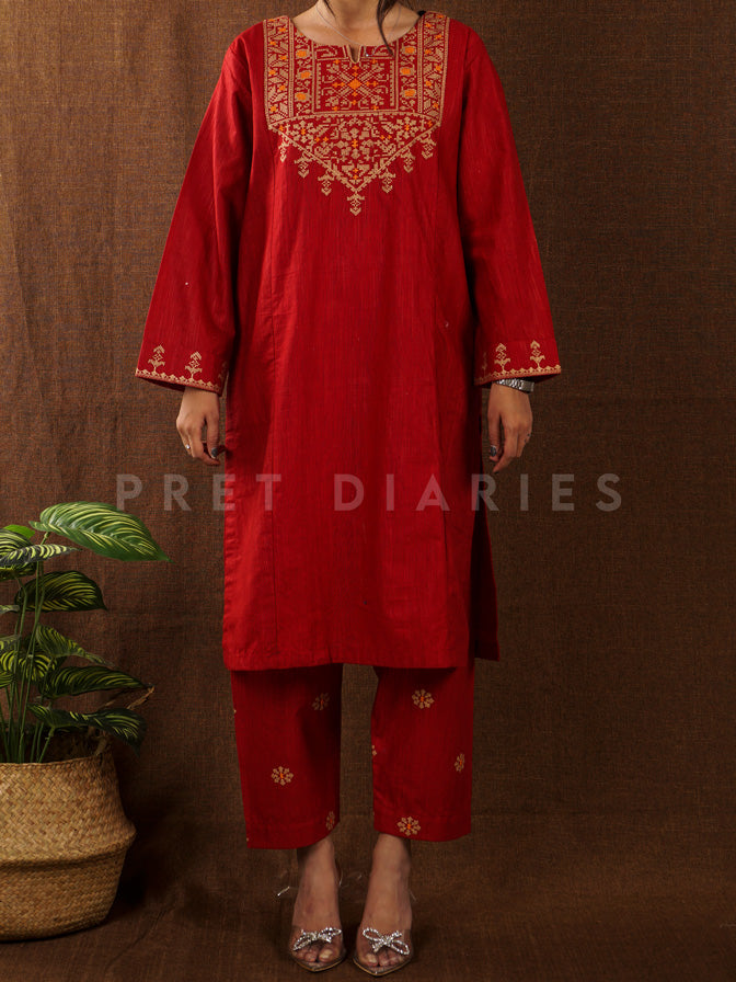 Maroon Khaddar 2 pc - 54832