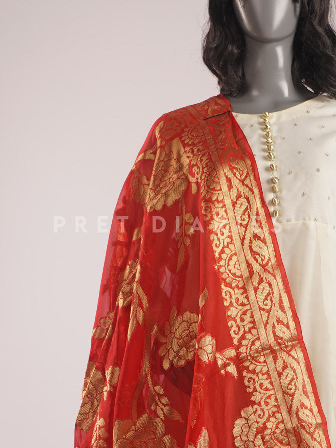 Maroon Banarsi Dupatta - 54416