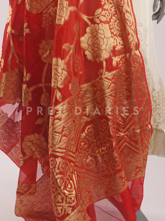 Maroon Banarsi Dupatta - 54416