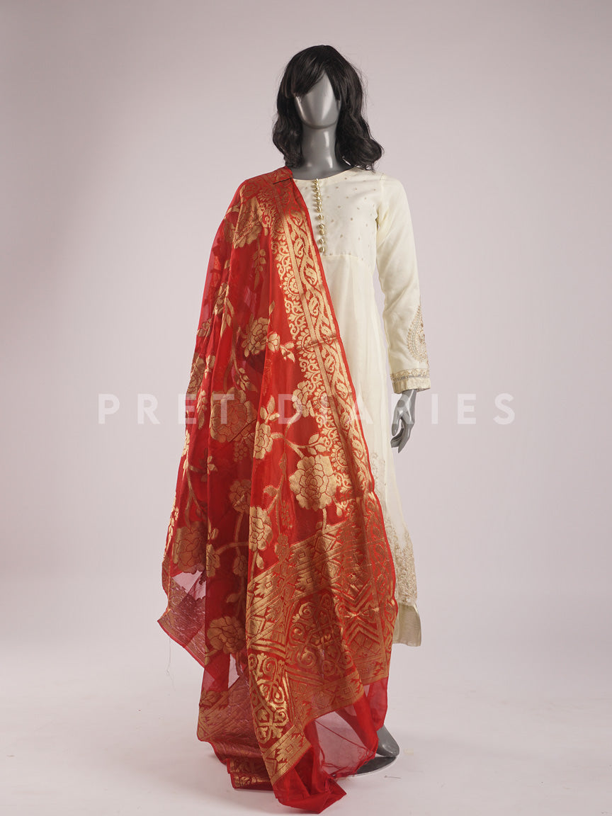 Maroon Banarsi Dupatta - 54416