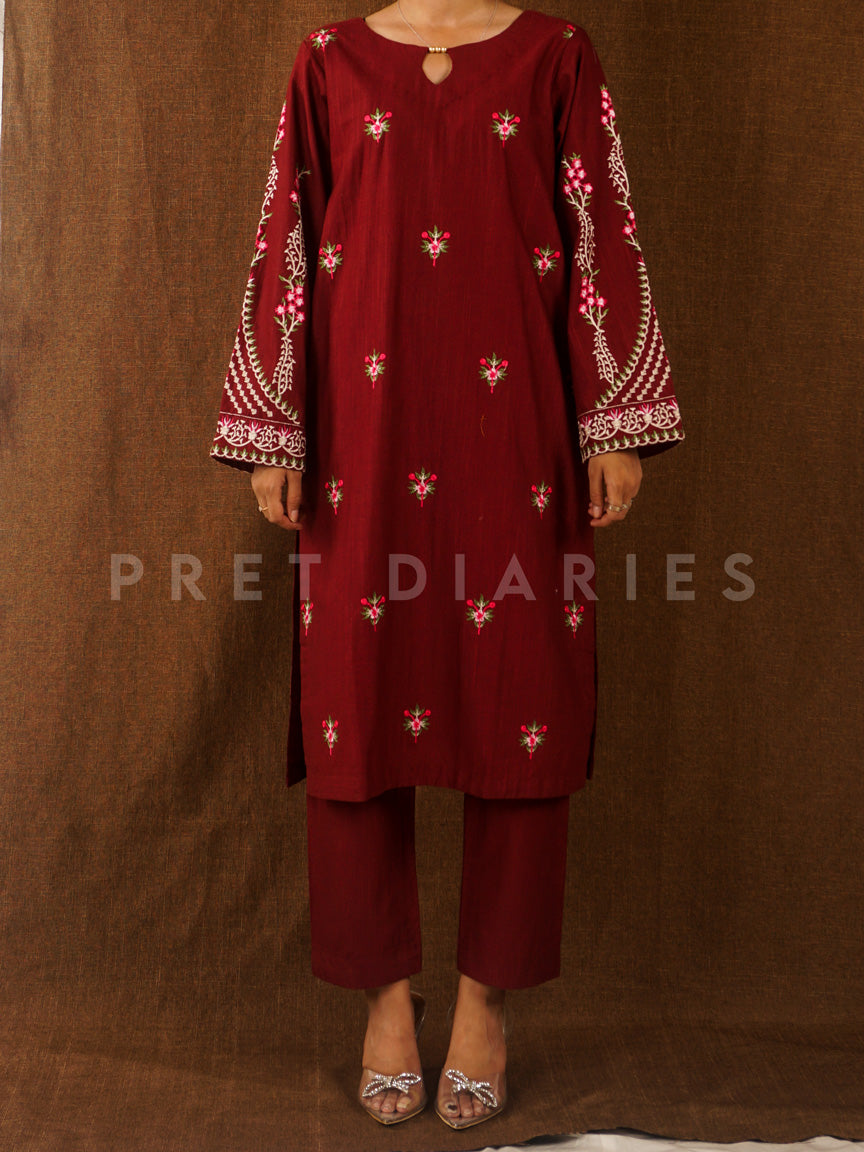 Maroon Khaddar 2 pc - 54788