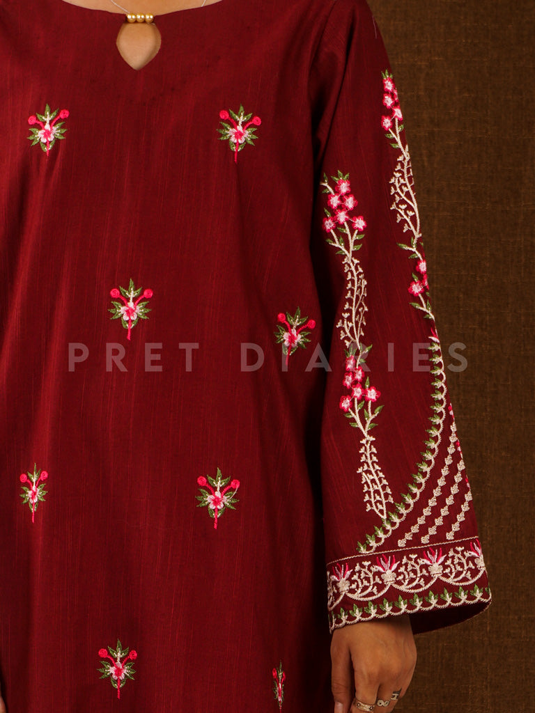 Maroon Khaddar 2 pc - 54788