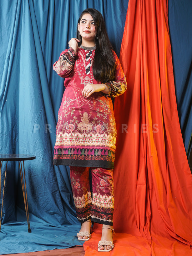 Maroon Lawn Printed 2 pc - 54620