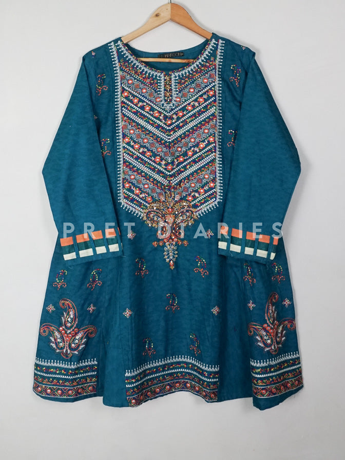 Blue Embroidered Kurta - 54356