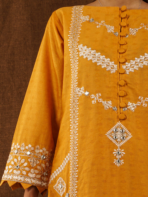 Yellow Jacquard Embroidered 2 pc - 54710