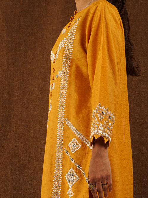 Yellow Jacquard Embroidered 2 pc - 54710