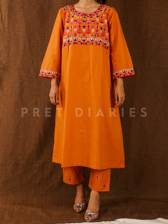 Mustard Embroidered 2 pc - 54787