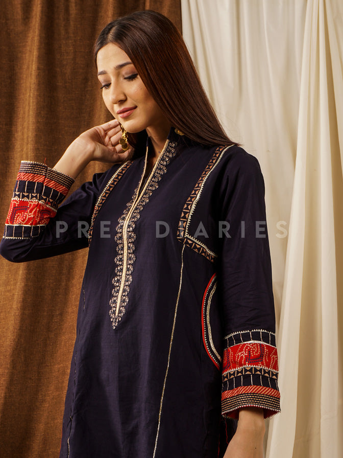 Navy Embroidered Gotta Work 2 pc - 52281