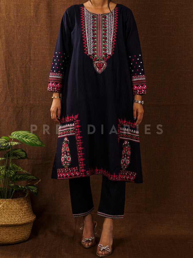 Navy Khaddar 2 pc - 54851