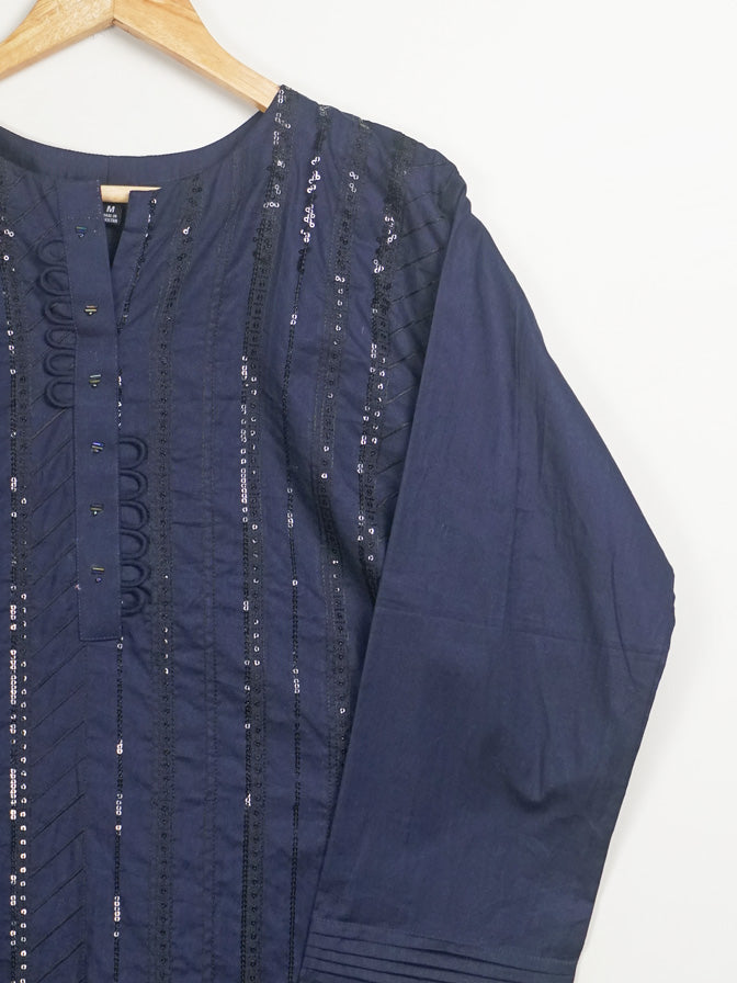Navy Embroidered Kurta - 54389