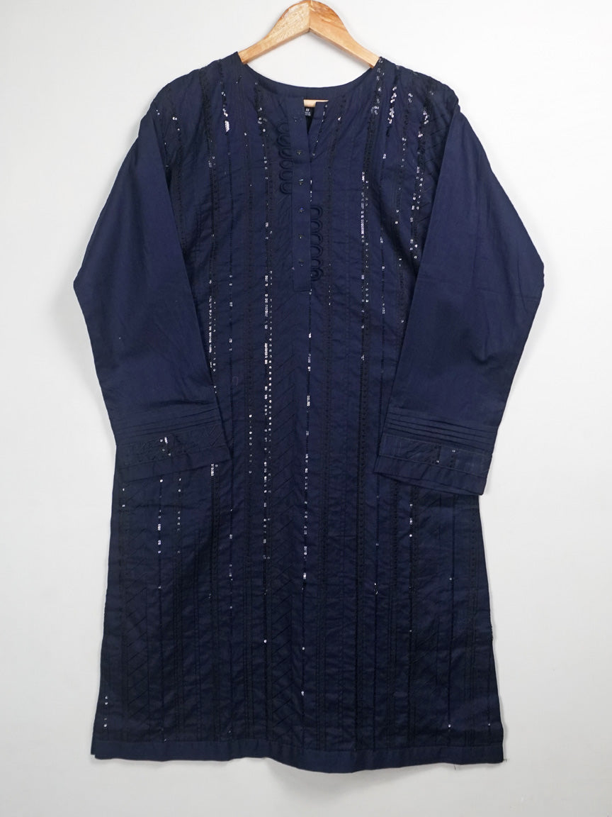 Navy Embroidered Kurta - 54389