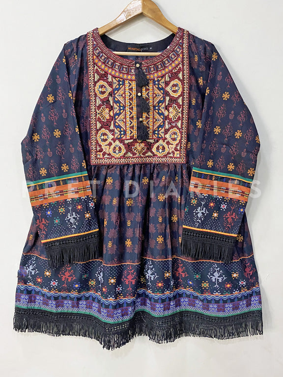 Navy Printed Frock - 53019