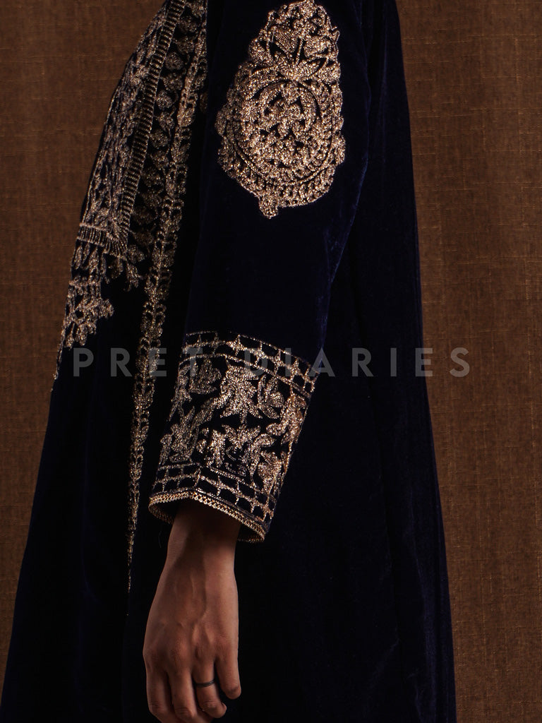 Navy Velvet Embroidered 2 pc - 54811