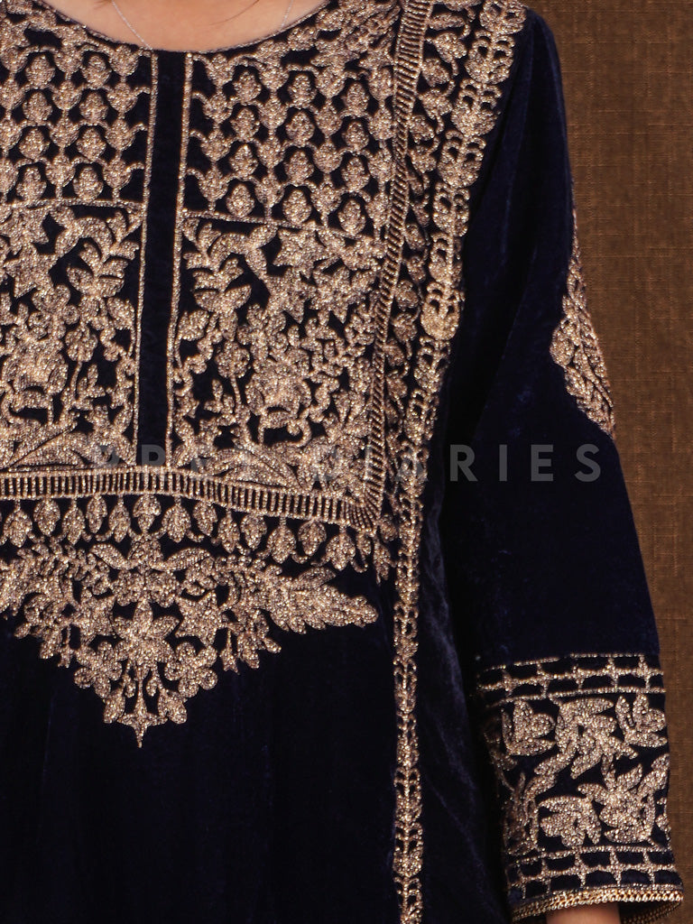 Navy Velvet Embroidered 2 pc - 54811
