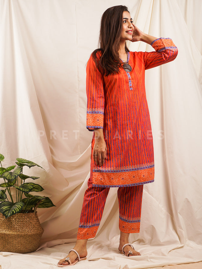 Orange Lawn Printed 2 pc - 54537