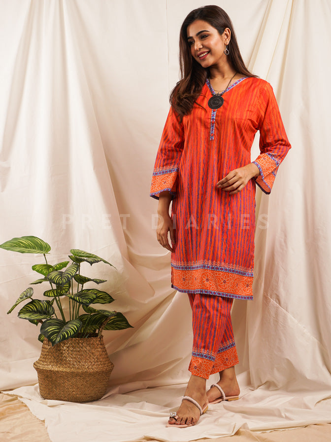 Orange Lawn Printed 2 pc - 54537