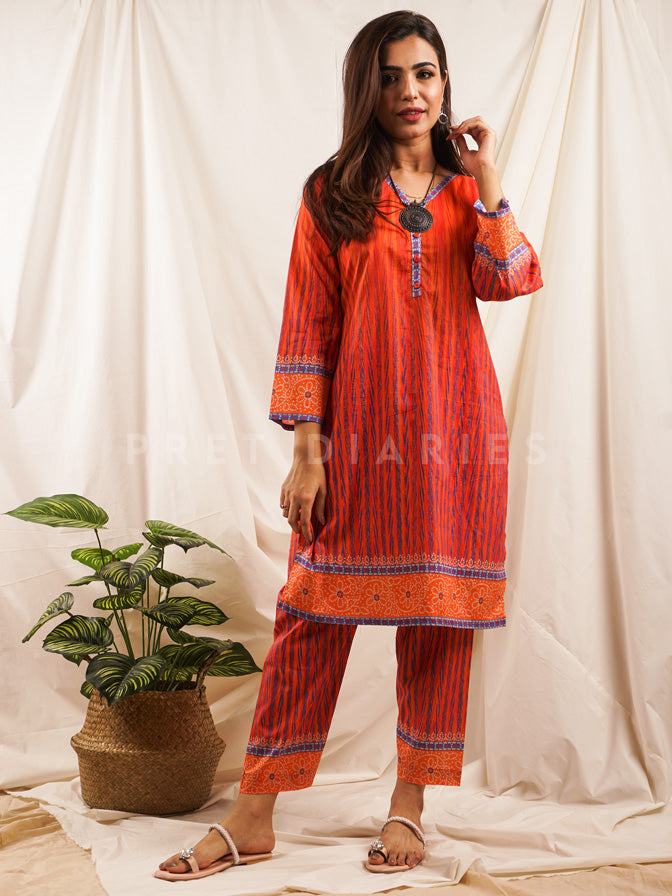 Orange Lawn Printed 2 pc - 54537