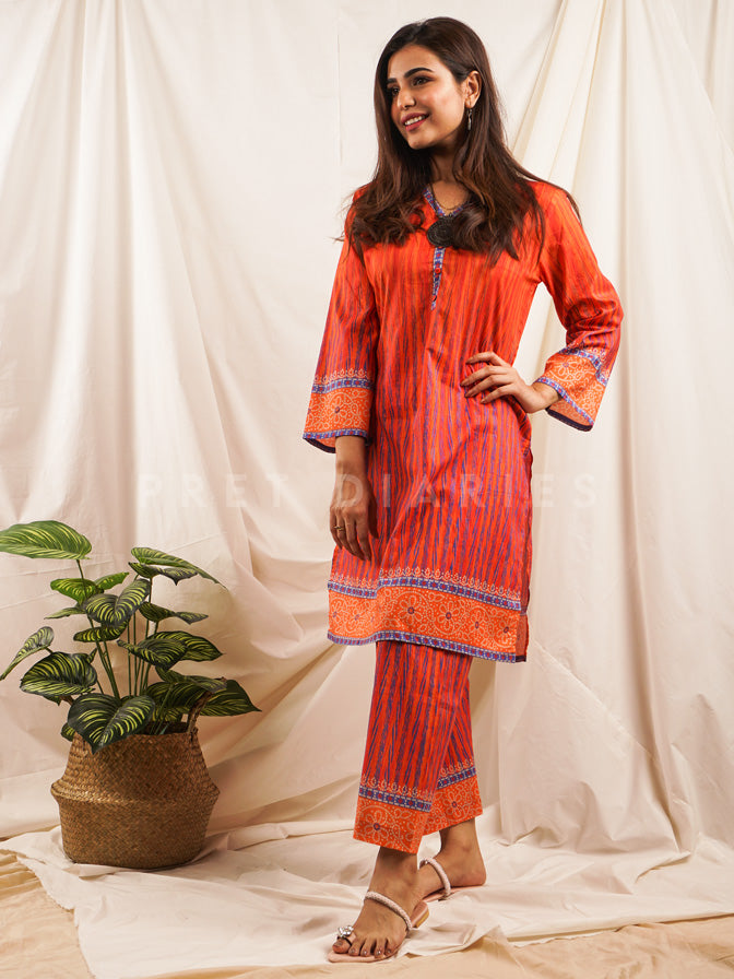Orange Lawn Printed 2 pc - 54537