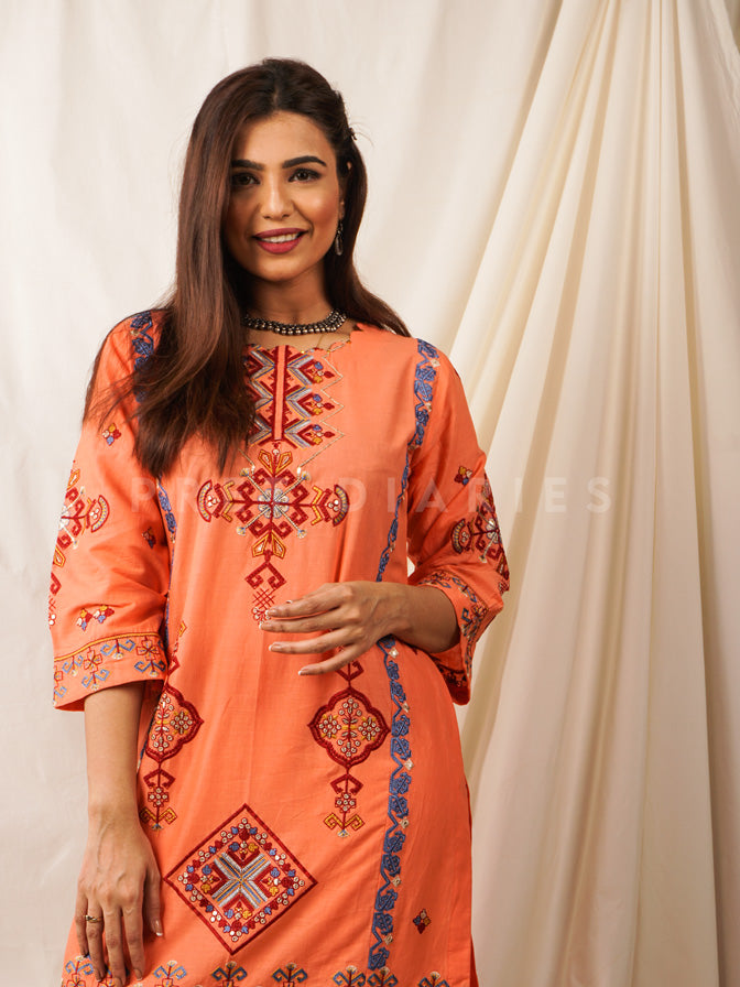 Peach Embroidered pc - 54508