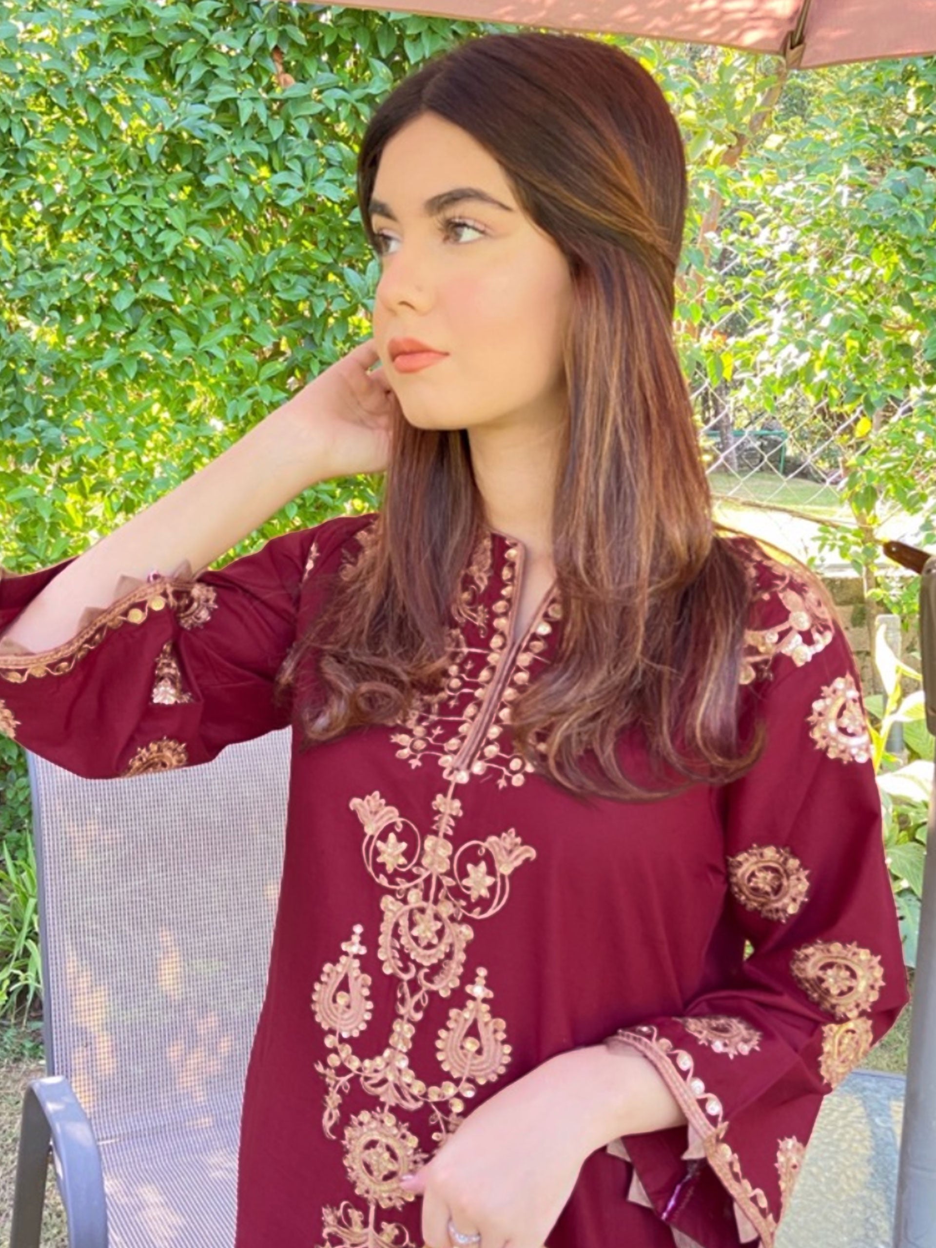 Maroon Embroidered 2 pc - 54321