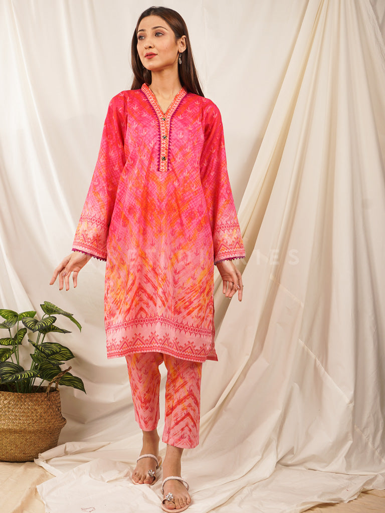 Pink Lawn Printed 2 pc - 54513