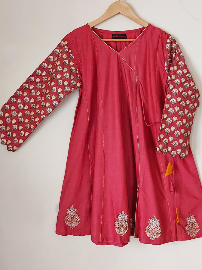 Pink Lawn Angrakha Frock - 52250