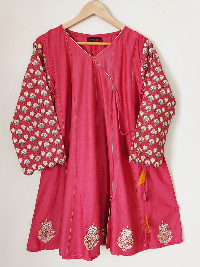Pink Lawn Angrakha Frock - 52250