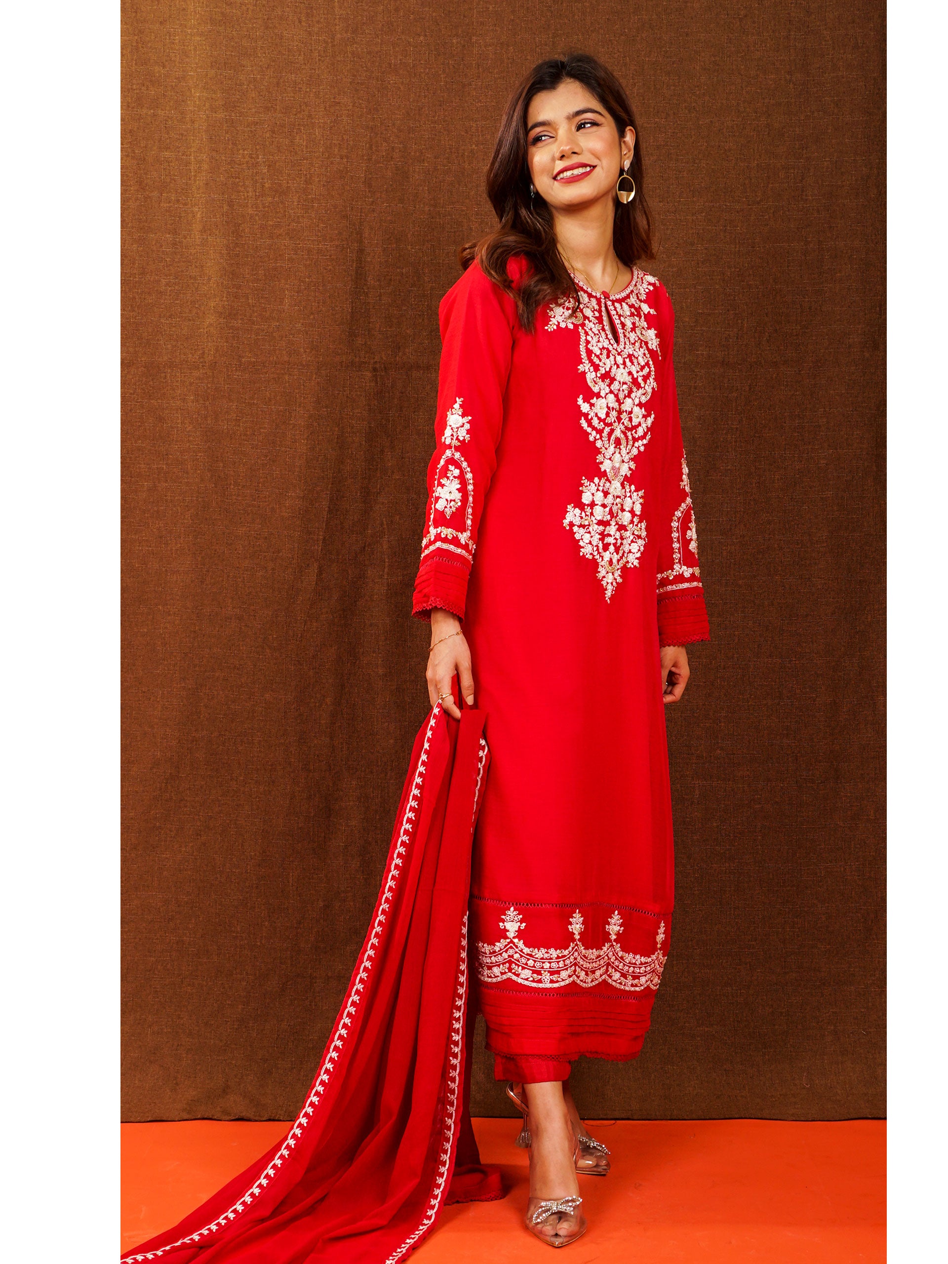 Red Chiffon 3 pc - 54913