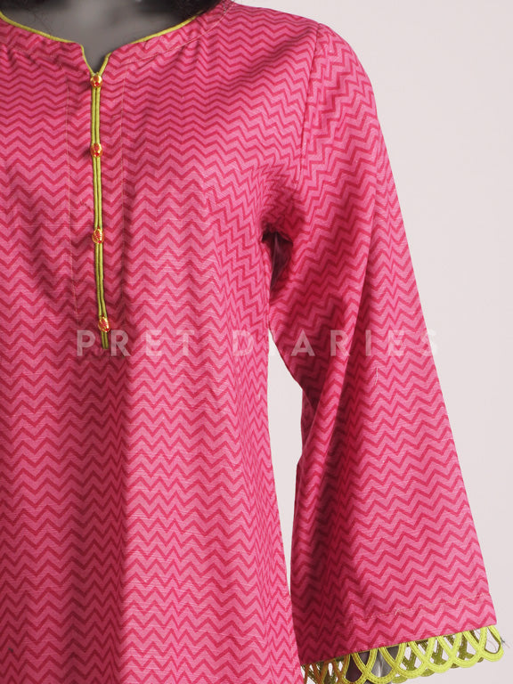 Pink Khaddar Kurta - 54437