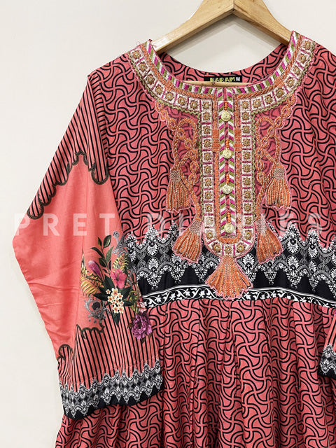 Pink Printed Long Frock - 54179