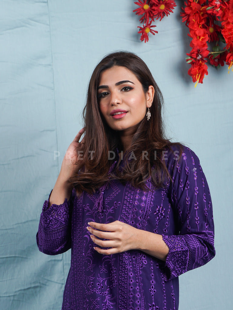 Purple Embroidered 2 pc - 54477