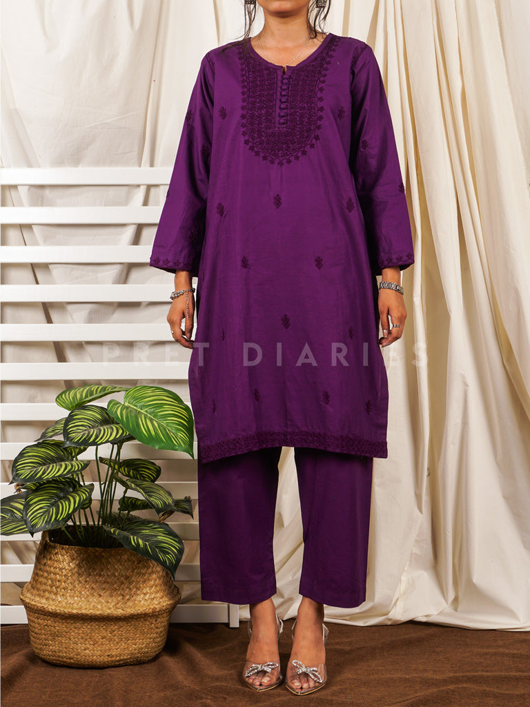 Purple Hand Embroidered 2 pc - 54743
